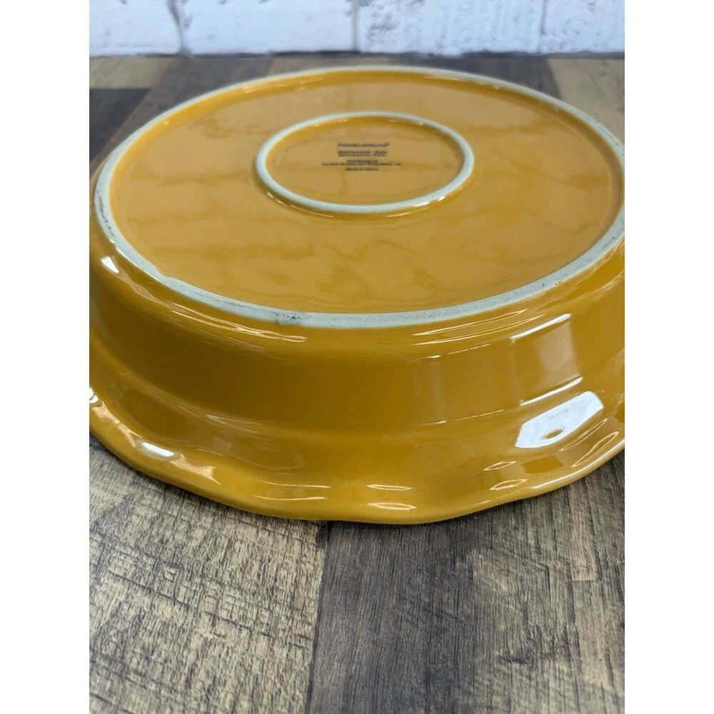 Ceramic Pumpkin Pie Plate With Recipe Yellow Pie Pan 11” Round